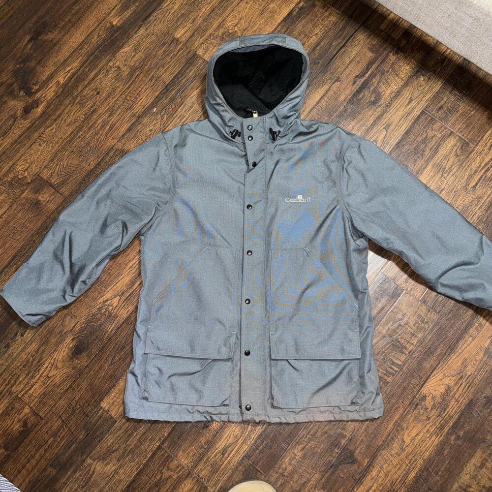 Vtg Carhartt C50 Mtg Metal Gray Parka Jacket Coat Chore